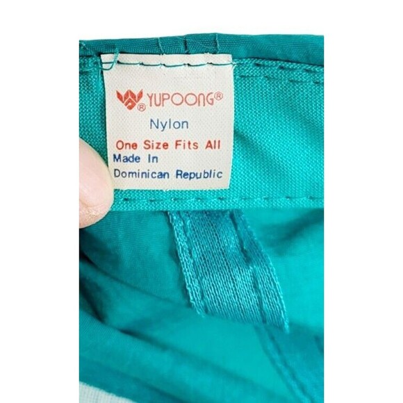 Vintage 80s Yupoong "Sleister & Sons" Teal Rope Nylon Snapback Trucker Hat - Picture 8 of 8